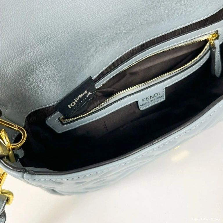 Cheap Blue Fendi Sky In FF Medium Nappa Bag Leather Baguette Motif 0813